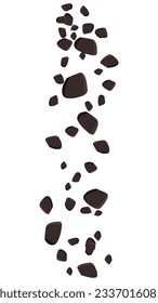 Falling brown stones or ground isolated on white. Clipart.