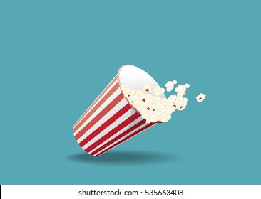 Falling bucket of popcorn. Vector illustration