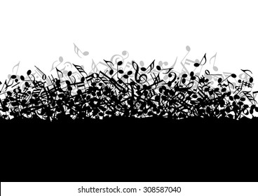 Falling in a bunch of musical notes in vector