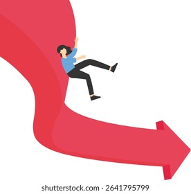 Falling, the businessman fell from the arrow stock illustration

