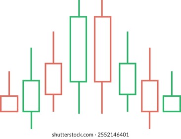 Falling candlestick chart on white background. Vector illustration.