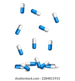 falling capsules tablets for medical design. Vector illustration.