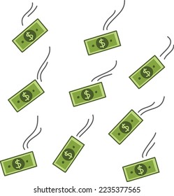 ilustración de dinero en efectivo en caída libre vectorial