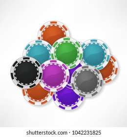 Falling casino chips background, illustration, poker, gambling.