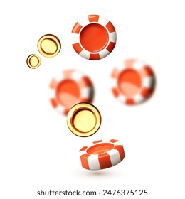 Falling casino chips with coins. Gambling design