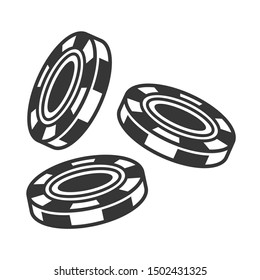 Falling Casino Chips on White Background. Vector