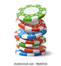 Falling casino chips. Vector.