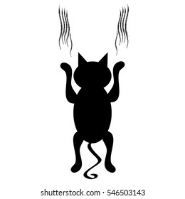 Falling cat on white background.Vector illustration.