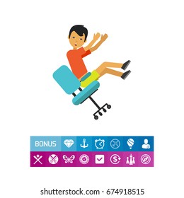 Falling from Chair Flat Icon