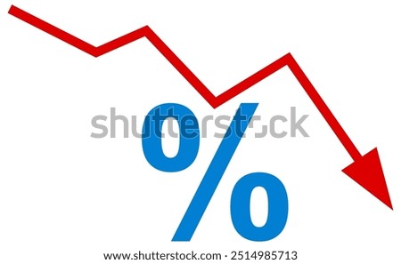 Falling chart arrow with percent icon, falling interest rates