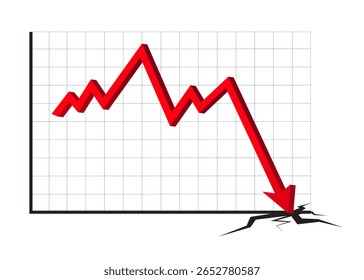 Gráfico descendente, gráfico de mercado, ícono de gráfico descendente financiero, gráfico que muestra la caída del mercado de valores Ilustración vectorial plana ilustración de acciones