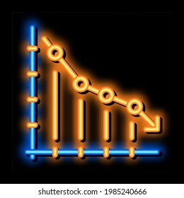 Gráfica de caída del vector de señal de luz de neón. Signo isométrico del gráfico de caída con un brillante icono brillante. ilustración de símbolo transparente