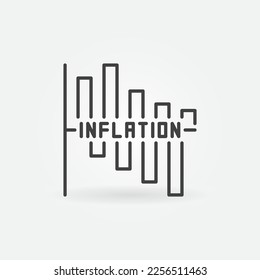 Falling Chart vector thin line Inflation concept icon or symbol