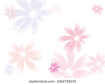 Falling cherry blooming flower parts vector. Peach flolwer petals natural decor.