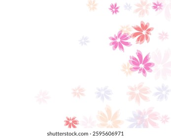 Falling cherry blooming flower parts vector. Apple or japanese sakura petals flying.