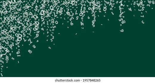 Falling childish chalk numbers. Math study concept with flying digits. Unusual back to school mathematics banner on blackboard background. Falling numbers vector illustration.