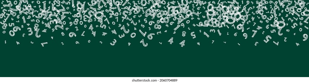 Falling childish chalk numbers. Math study concept with flying digits. Charming back to school mathematics banner on blackboard background. Falling numbers vector illustration.