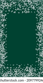 Falling childish chalk numbers. Math study concept with flying digits. Breathtaking back to school mathematics banner on blackboard background. Falling numbers vector illustration.