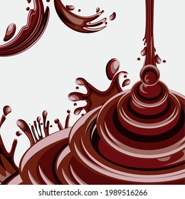 falling chocolate splashes sweet tasty