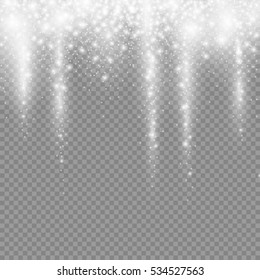 falling christmas light decoration snow isolated on transparent background, snowfall for your winter design, vector illustration eps 10