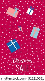 Falling christmas presents illustration with place for caption 
