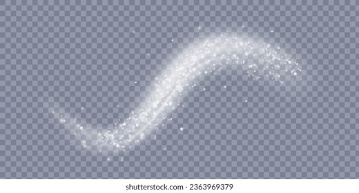 Falling Christmas Shining snow, fog and wind isolated on transparent background. heavy snowfall, snowflakes in different shapes and forms. Winter Holidays Storm with snowflakes flying in the air
