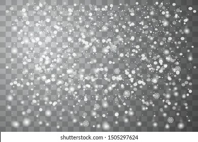 Falling Christmas Shining transparent beautiful, little snow isolated on transparent background. White snowflakes flying in the air. Snow flakes, snow background.