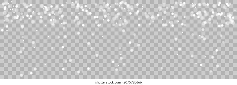 Falling Christmas Shining transparent beautiful, little snow isolated on transparent background. Snow flakes, snow background. Vector heavy snowfall, snowflakes in different shapes and forms.