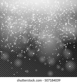 Falling Christmas Shining transparent beautiful snow isolated on background. Snowflake vector illustration.