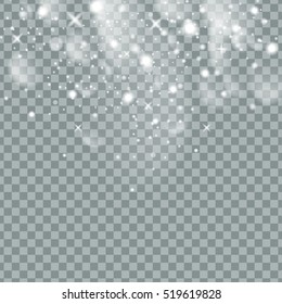 Falling Christmas Shining transparent beautiful snow isolated on transparent background. Snowflakes, snowfall. snowflake vector. Vector illustration.