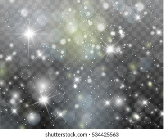 Falling Christmas Shining transparent beautiful snow isolated on transparent background. Snowflakes, snowfall. snowflake vector. Vector illustration