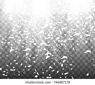 Falling Christmas Shining transparent beautiful snow isolated on the a transparent background. Snowflakes, snowfall. Vector illustration.