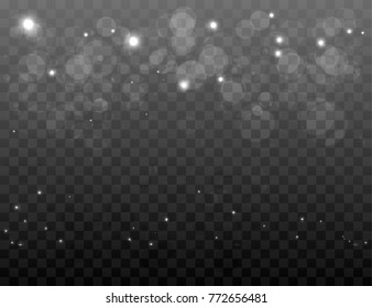 Falling Christmas Shining transparent beautiful, little snow isolated on transparent background. Snow flakes, snow background. Vector.