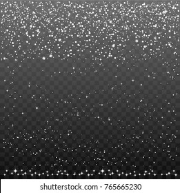 Falling Christmas Shining white transparent beautiful snow isolated on transparent background. Snowflakes, snowfall. Vector illustration