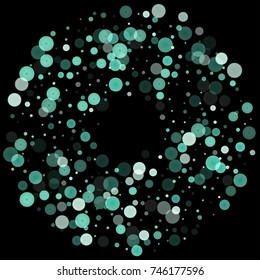 Falling christmas snow on black. Vector New Year snowflake abstract background. Blue gllitter confetti. Snowflakes decoration effect. Winter holiday print. Snowfall texture for poster, banner, card.