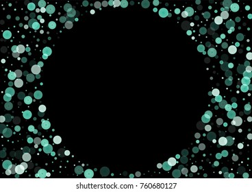 Falling christmas snow on black. Vector New Year snowflake abstract background. Blue glitter confetti. Snowflakes decoration effect. Winter holiday print. Snowfall texture for poster, banner, card.