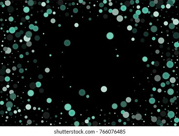 Falling christmas snow on black. Vector New Year snowflake abstract background. Blue glitter confetti. Snowflakes decoration effect. Winter holiday print. Snowfall texture for poster, banner, card.