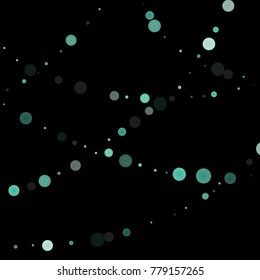 Falling christmas snow on black. Vector New Year snowflake abstract background. Blue glitter confetti. Snowflakes decoration effect. Winter holiday print. Snowfall texture for poster, banner, card.