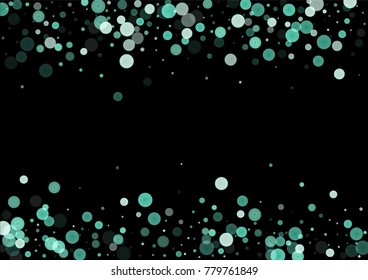 Falling christmas snow on black. Vector New Year snowflake abstract background. Blue glitter confetti. Snowflakes decoration effect. Winter holiday print. Snowfall texture for poster, banner, card.