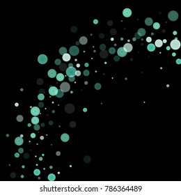 Falling christmas snow on black. Vector New Year snowflake abstract background. Blue glitter confetti. Snowflakes decoration effect. Winter holiday print. Snowfall texture for poster, banner, card.