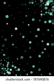 Falling christmas snow on black. Vector New Year snowflake abstract background. Blue glitter confetti. Snowflakes decoration effect. Winter holiday print. Snowfall texture for poster, banner, card.