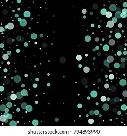 Falling christmas snow on black. Vector New Year snowflake abstract background. Blue glitter confetti. Snowflakes decoration effect. Winter holiday print. Snowfall texture for poster, banner, card.