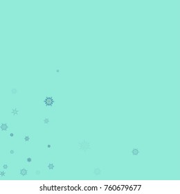 Falling christmas snow on blue. Vector New Year snowflake abstract background. Blue gllitter confetti. Snowflakes decoration effect. Winter holiday print. Snowfall texture for poster, banner, card.