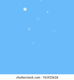 Falling christmas snow on blue. Vector New Year snowflake abstract background. White gllitter confetti. Snowflakes decoration effect. Winter holiday print. Snowfall texture for poster, banner, card.