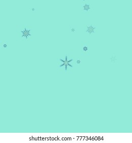 Falling christmas snow on blue. Vector New Year snowflake abstract background. Blue gllitter confetti. Snowflakes decoration effect. Winter holiday print. Snowfall texture for poster, banner, card.