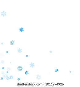 Falling christmas snow on white. Vector New Year snowflake abstract background. Blue gllitter confetti. Snowflakes decoration effect. Winter holiday print. Snowfall texture for poster, banner, card.