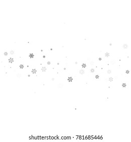 Falling christmas snow on white. Vector New Year snowflake abstract background. Grey gllitter confetti. Snowflakes decoration effect. Winter holiday print. Snowfall texture for poster, banner, card.