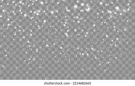 Falling Christmas snow. Realistic falling snowflakes. Heavy snowfall. Winter background with snow confetti. Flying snow flakes. Christmas winter design. Vector illustration.