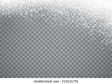 Falling Christmas snow. Snowflakes isolated on transparent background.