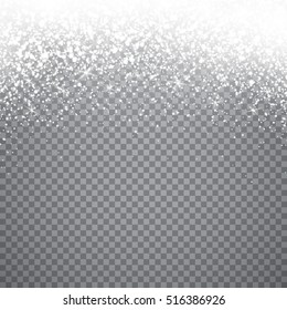 Falling Christmas snow. Snowflakes isolated on transparent background.